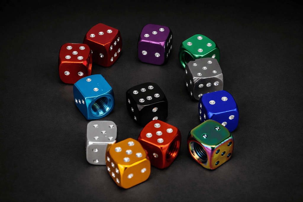 Aluminum Dice Tire Valve Caps - Emperium Parts